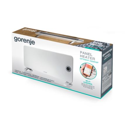GORENJE OPTIHEAT 2000EWP - Smart elektrisk direktevarmer/konvektor 2000W IP44 Wi-Fi hvid