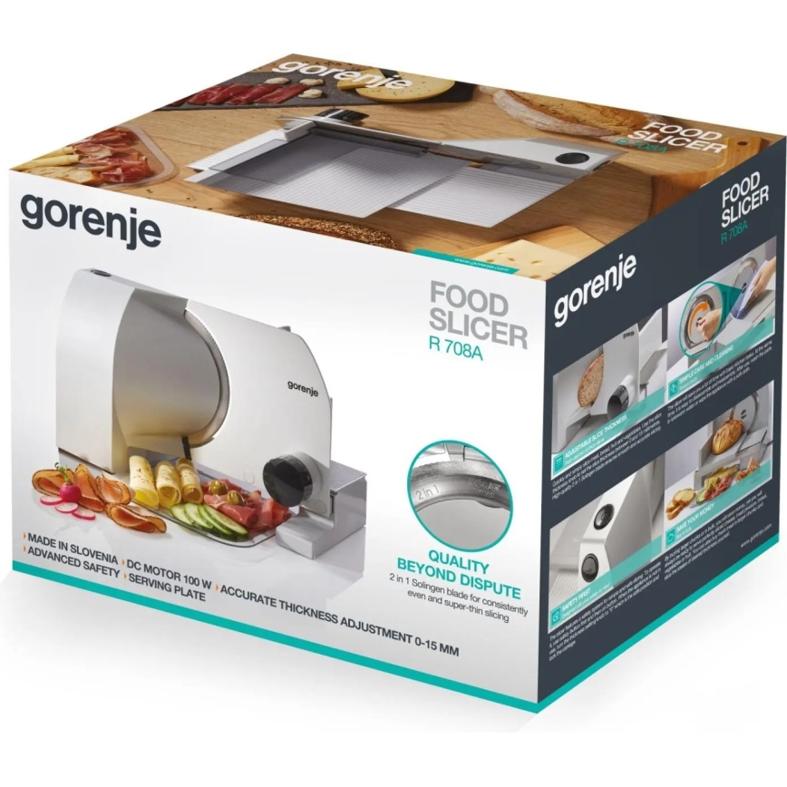 GORENJE R708A - Elektrisk pålægsskærer 100W/230V i rustfrit stål