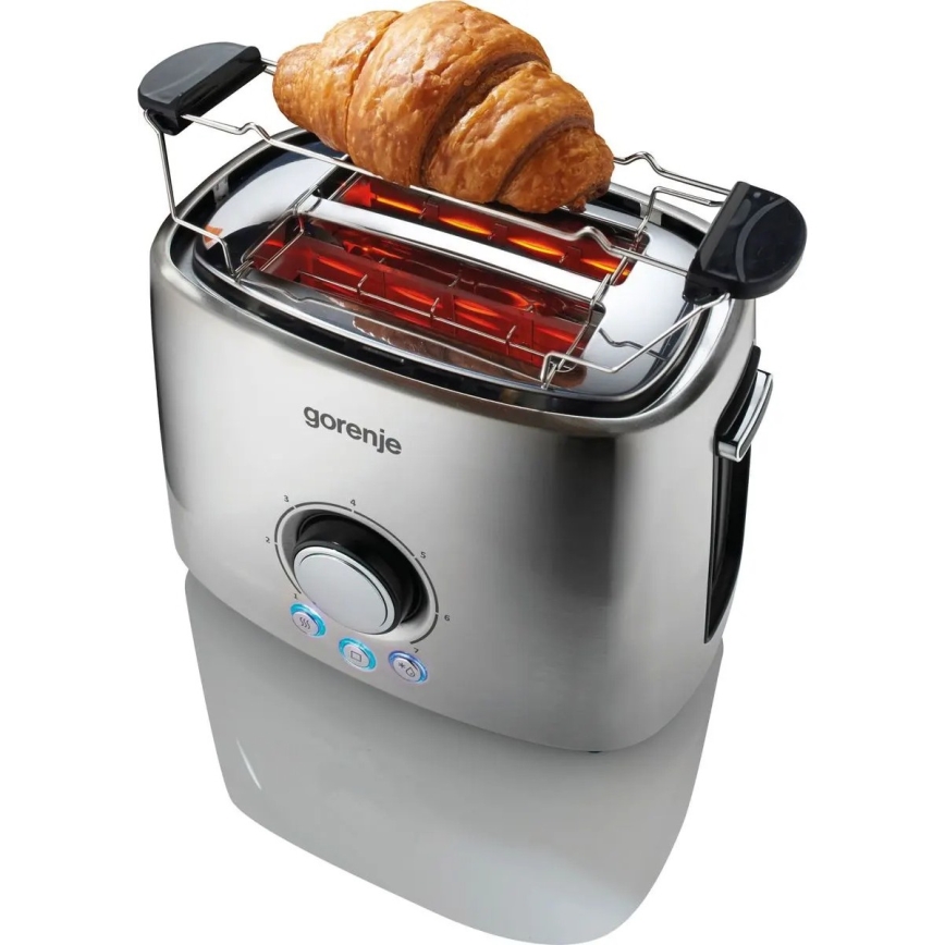 GORENJE T1000E - Brødrister til 2 skiver med varmerist 1000W/230V, rustfrit stål
