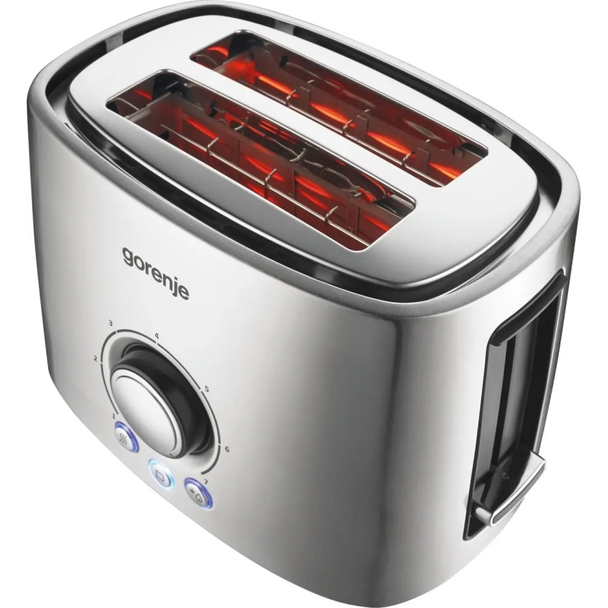 GORENJE T1000E - Brødrister til 2 skiver med varmerist 1000W/230V, rustfrit stål