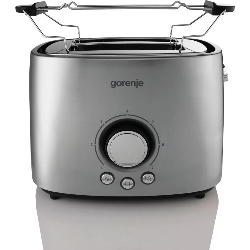 GORENJE T1000E - Brødrister til 2 skiver med varmerist 1000W/230V, rustfrit stål
