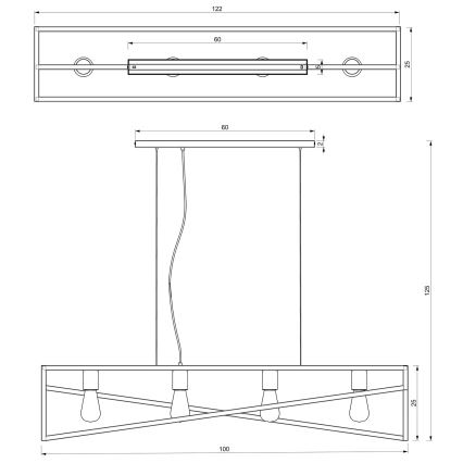 Loftlampe på kabel GOTE 4xE27/60W/230V