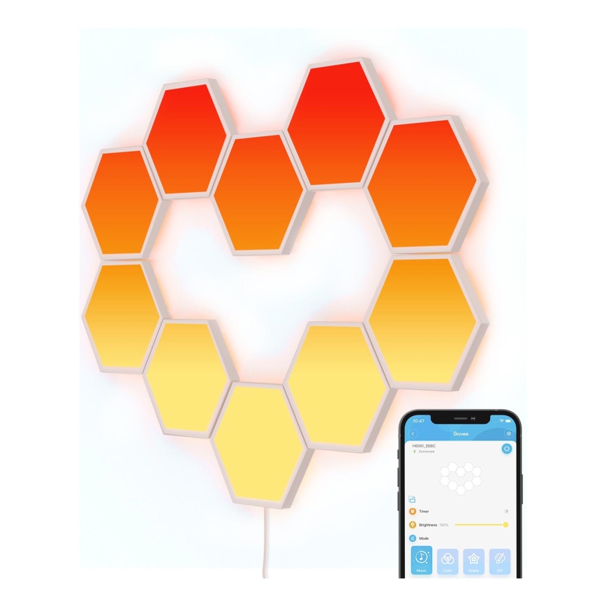 Govee - 10x LED panel m. RGB-farver dæmpbart LED/36W/230V Wi-Fi