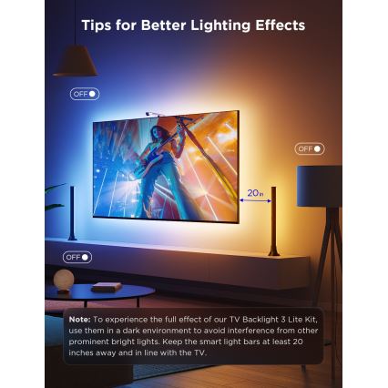 Govee - 2x Baggrundslys TV 55-65 SMART LED baggrundslys RGBICW Wi-Fi
