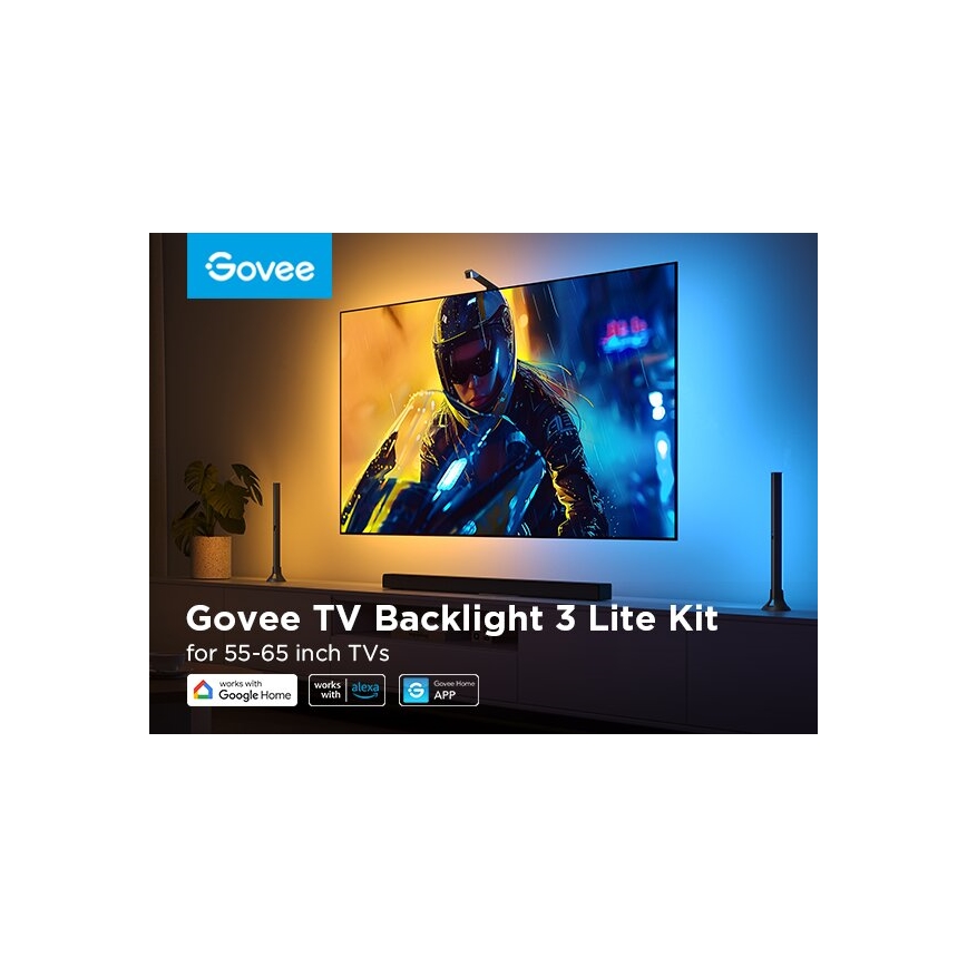 Govee - 2x Baggrundslys TV 55-65 SMART LED baggrundslys RGBICW Wi-Fi
