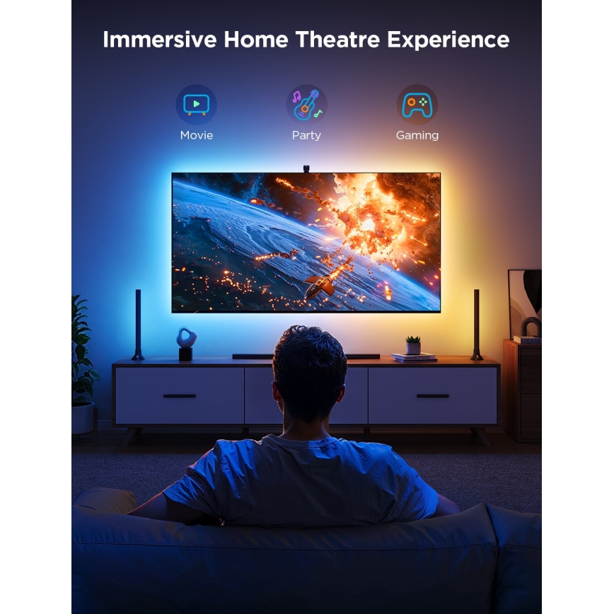 Govee - 2x Baggrundslys TV 55-65 SMART LED baggrundslys RGBICW Wi-Fi