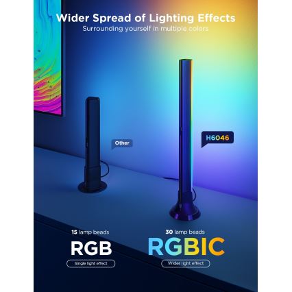 Govee - 2x Baggrundslys TV 55-65 SMART LED baggrundslys RGBICW Wi-Fi