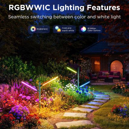 Govee - SÆT 2x LED RGBICWW Dæmpbar udendørs lampe LED/18W/230V IP66 2700-6500K Wi-Fi