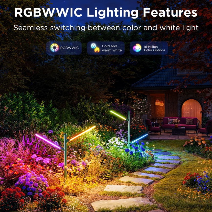 Govee - SÆT 2x LED RGBICWW Dæmpbar udendørs lampe LED/18W/230V IP66 2700-6500K Wi-Fi