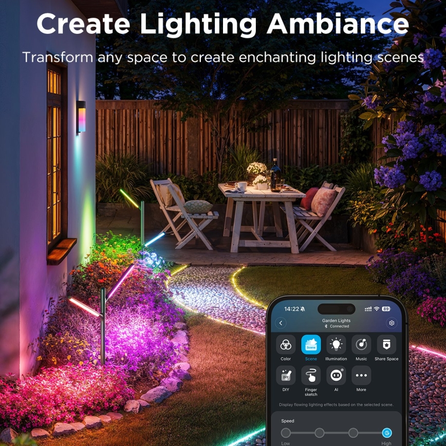 Govee - SÆT 2x LED RGBICWW Dæmpbar udendørs lampe LED/18W/230V IP66 2700-6500K Wi-Fi