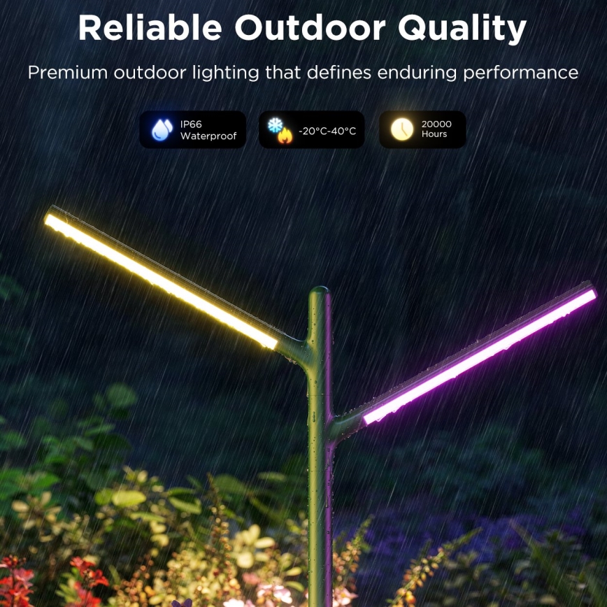 Govee - SÆT 2x LED RGBICWW Dæmpbar udendørs lampe LED/18W/230V IP66 2700-6500K Wi-Fi