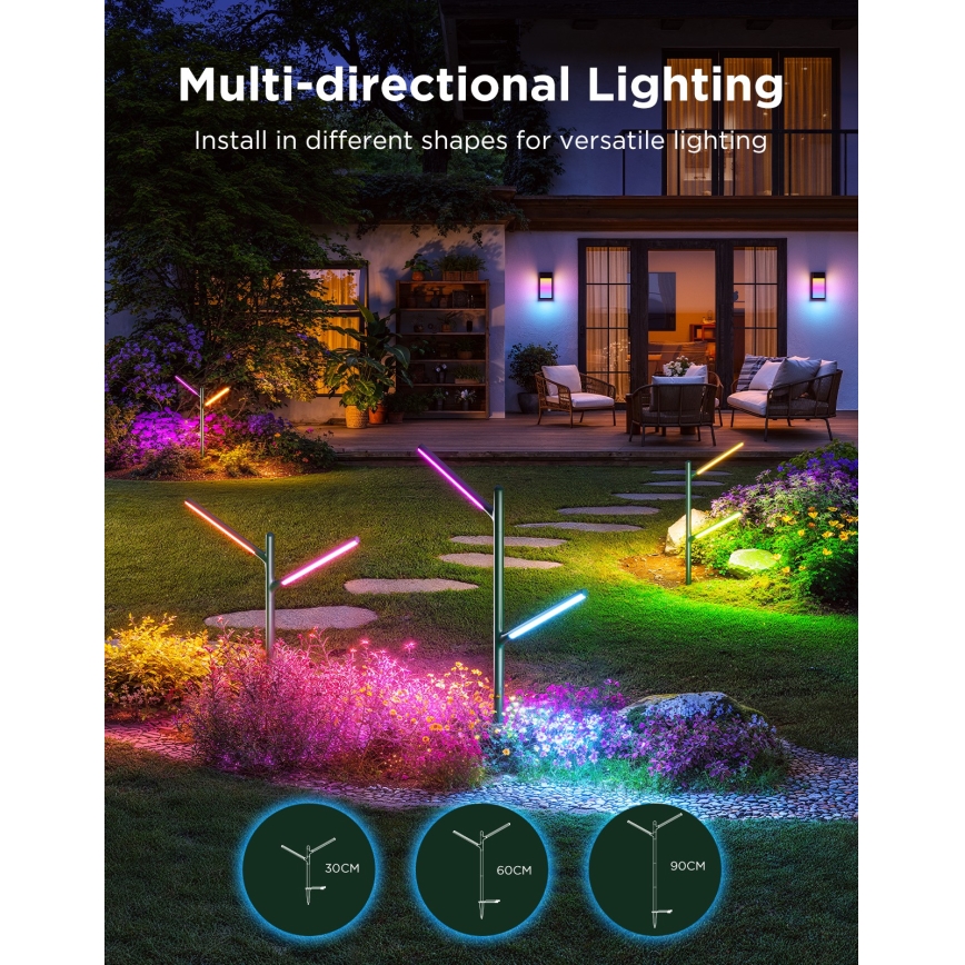 Govee - SÆT 2x LED RGBICWW Dæmpbar udendørs lampe LED/18W/230V IP66 2700-6500K Wi-Fi