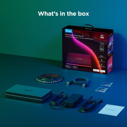 Govee - AI Sync Box 2 Smart TV RGBICW baggrundsbelysning til 55-65 Wi-Fi