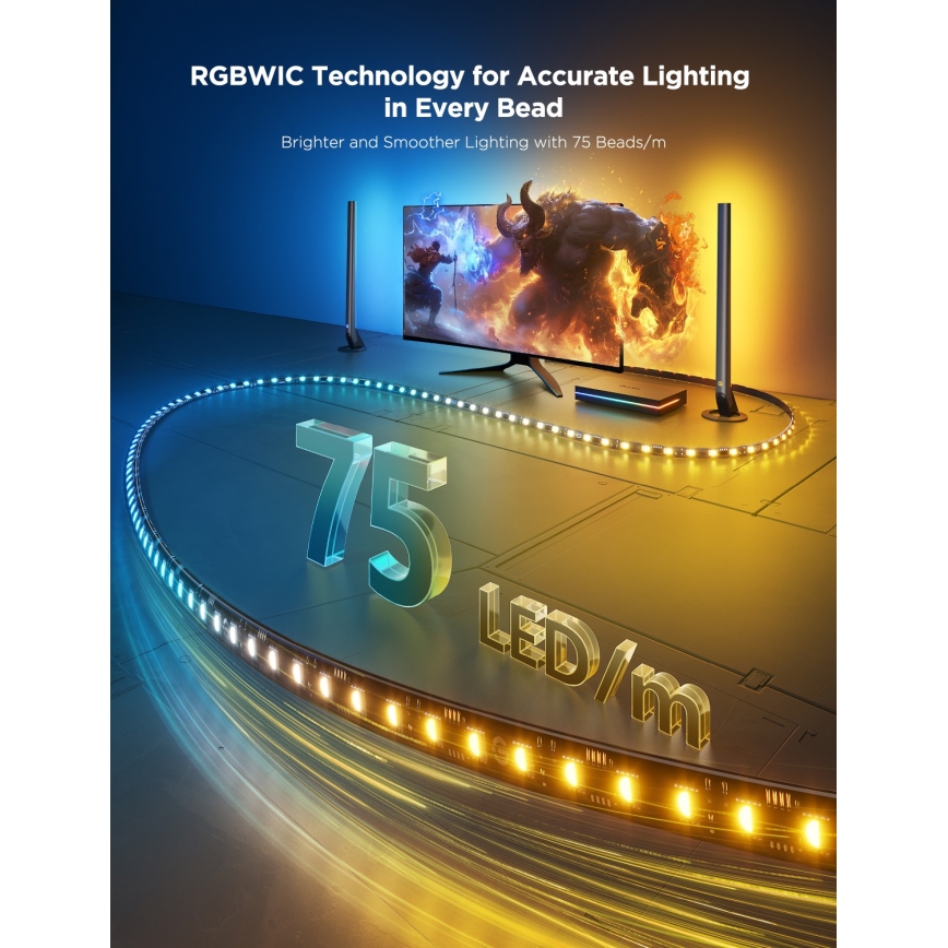 Govee - AI Sync Box Kit 2 Smart PC-belysningssæt til 27-34 + Wi-Fi LED-paneler