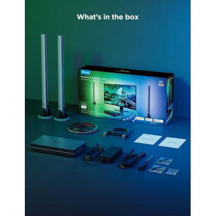 Govee - AI Sync Box Kit 2 Smart PC-belysningssæt til 27-34 + Wi-Fi LED-paneler