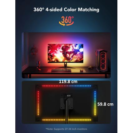 Govee - Dreamview G1 Smart LED RGBIC skærmlys 27-34" Wi-Fi