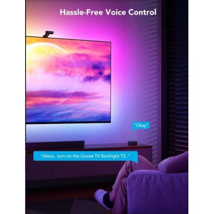 Govee - DreamView T2 DUAL TV 55-65 SMART LED baggrundsbelysning RGBIC Wi-Fi + fjernbetjening