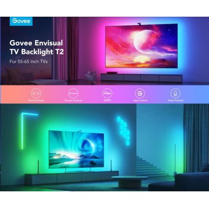 Govee - DreamView T2 DUAL TV 55-65" SMART LED baglygte RGBIC Wi-Fi + fjernbetjening