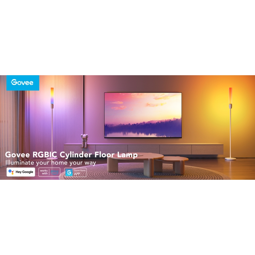 Govee - LED gulvlampe dæmpbar CYLINDER SMART RGBICWW 2200-6500K