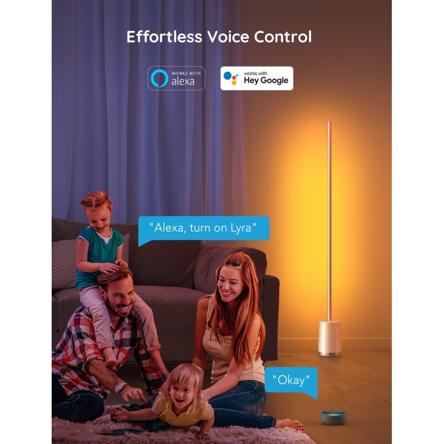Govee - LED justerbar gulvlampe LYRA SMART RGBICWW 2200-6500K Wi-Fi + fjernbetjening