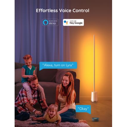 Govee - LED gulvlampe dæmpbar Lyra Smart RGBICWW 2200-6500K Wi-Fi + fjernbetjening