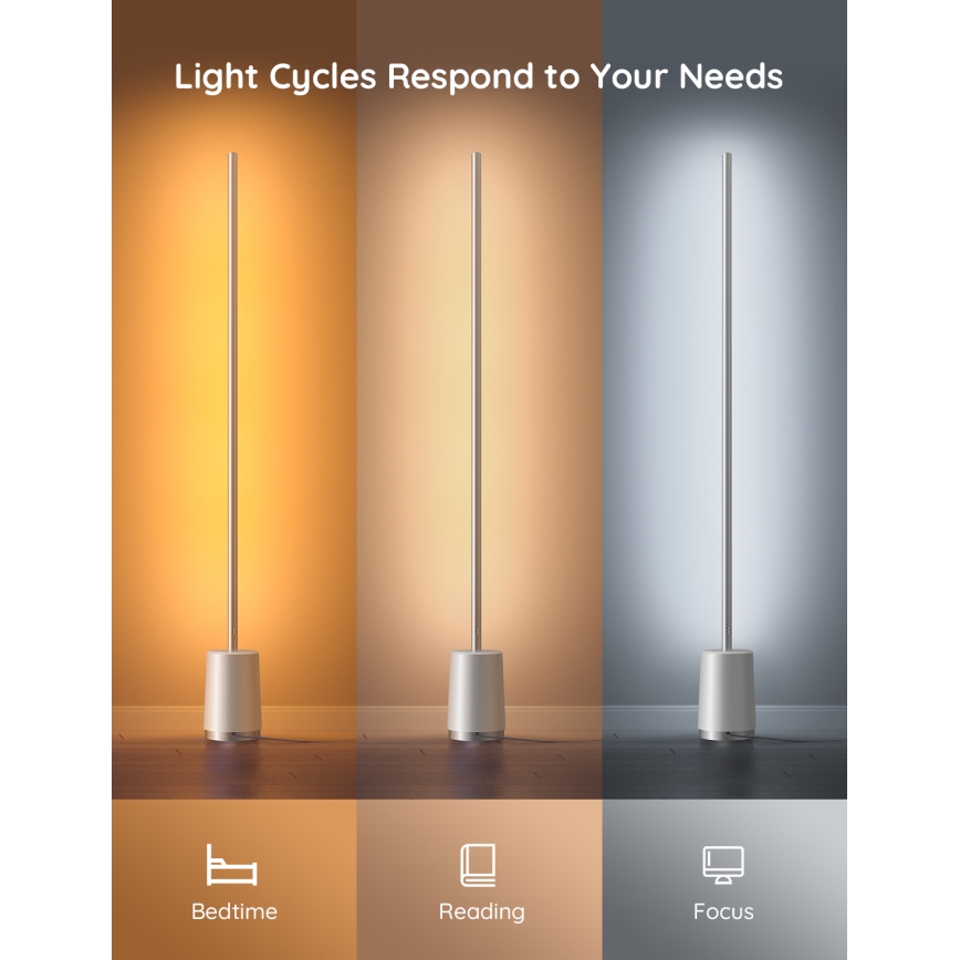 Govee - LED gulvlampe dæmpbar Lyra Smart RGBICWW 2200-6500K Wi-Fi + fjernbetjening