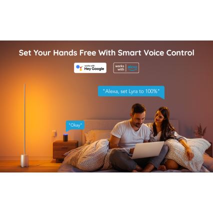 Govee - LED gulvlampe dæmpbar Lyra Smart RGBICWW 2200-6500K Wi-Fi + fjernbetjening