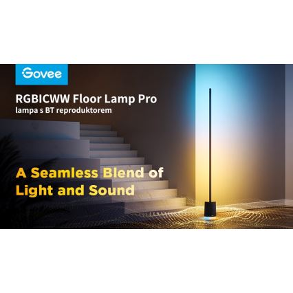 Govee - LED gulvlampe dæmpbar med højttaler Pro RGBICWW 2200-6500K Wi-Fi + fjernbetjening