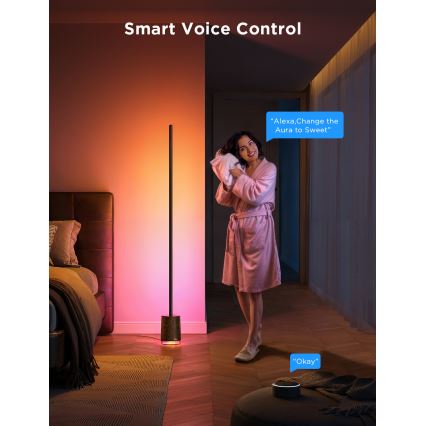 Govee - LED gulvlampe dæmpbar med højttaler Pro RGBICWW 2200-6500K Wi-Fi + fjernbetjening