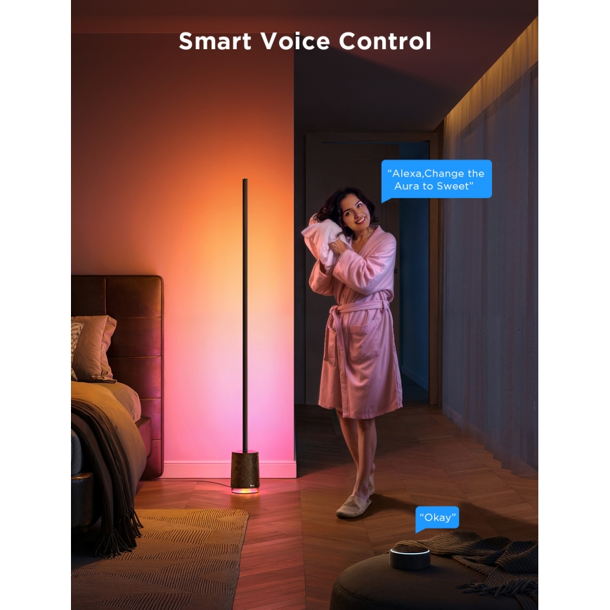 Govee - LED gulvlampe dæmpbar med højttaler Pro RGBICWW 2200-6500K Wi-Fi + fjernbetjening