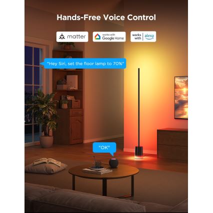 Govee - LED gulvlampe dæmpbar Smart MATTER LED RGBICWW 2200-6500K Wi-Fi + fjernbetjening