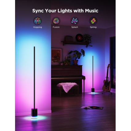 Govee - LED gulvlampe dæmpbar Smart MATTER LED RGBICWW 2200-6500K Wi-Fi + fjernbetjening