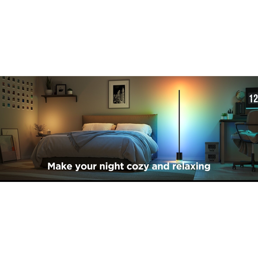 Govee - LED gulvlampe dæmpbar Smart MATTER LED RGBICWW 2200-6500K Wi-Fi + fjernbetjening