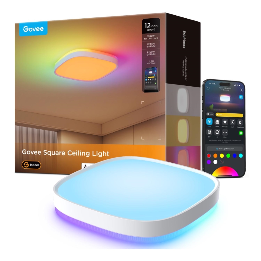 Govee - LED loftlampe m. RGBIC-farver dæmpbar LED/24W/230V 2700-6500K Wi-Fi
