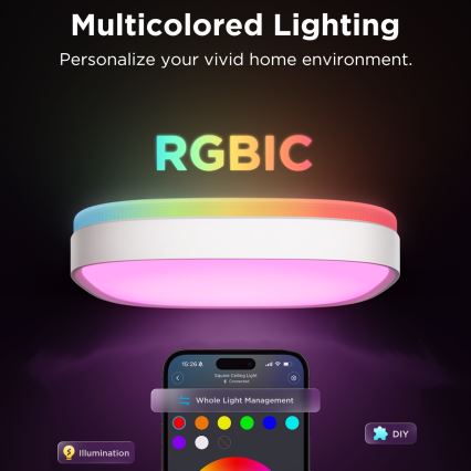 Govee - LED loftlampe m. RGBIC-farver dæmpbar LED/24W/230V 2700-6500K Wi-Fi