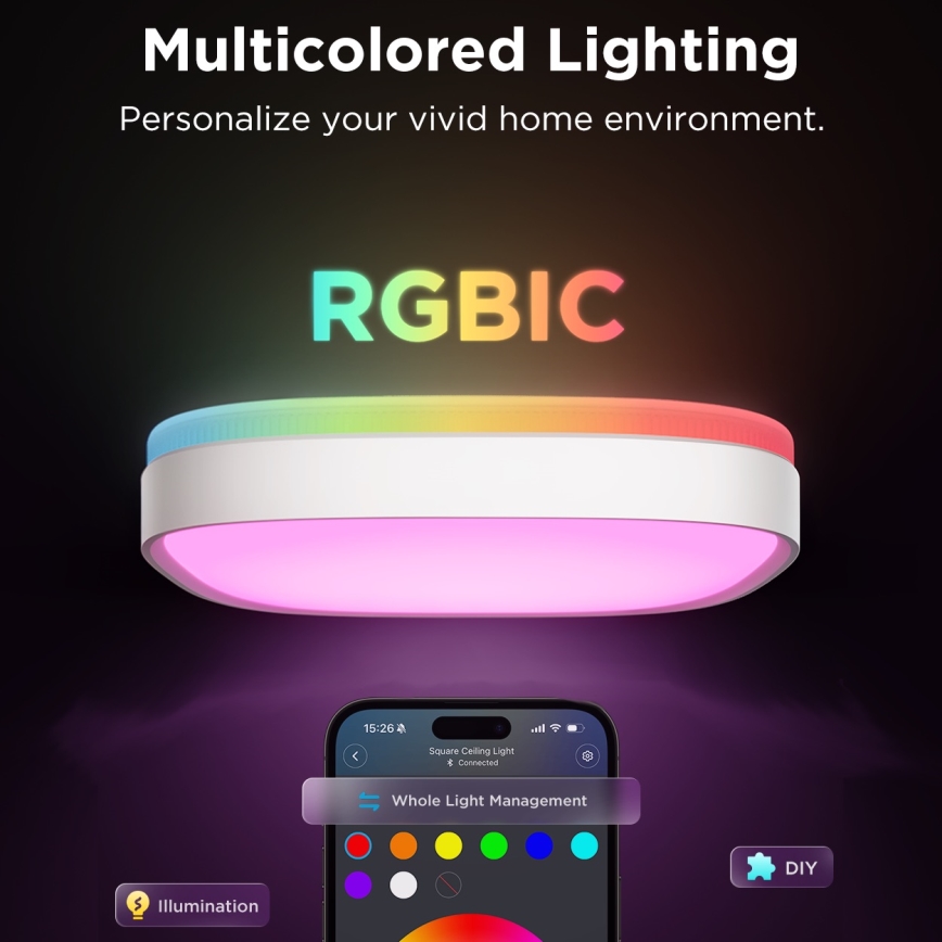 Govee - LED loftlampe m. RGBIC-farver dæmpbar LED/24W/230V 2700-6500K Wi-Fi