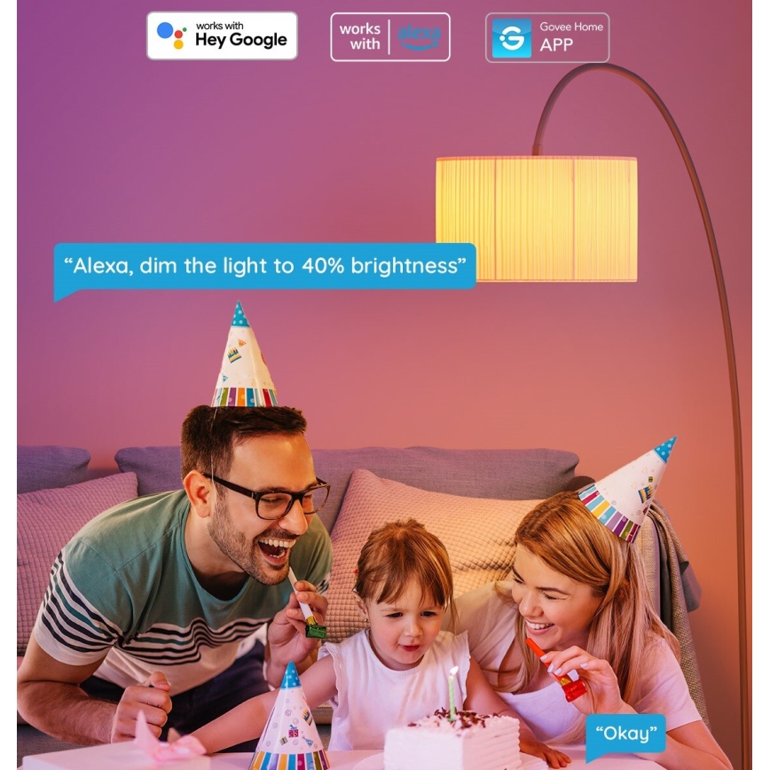 Govee - LED lyspære m. RGBWW-farver dæmpbar Smart E27/9W/230V 2700-6500K Wi-Fi