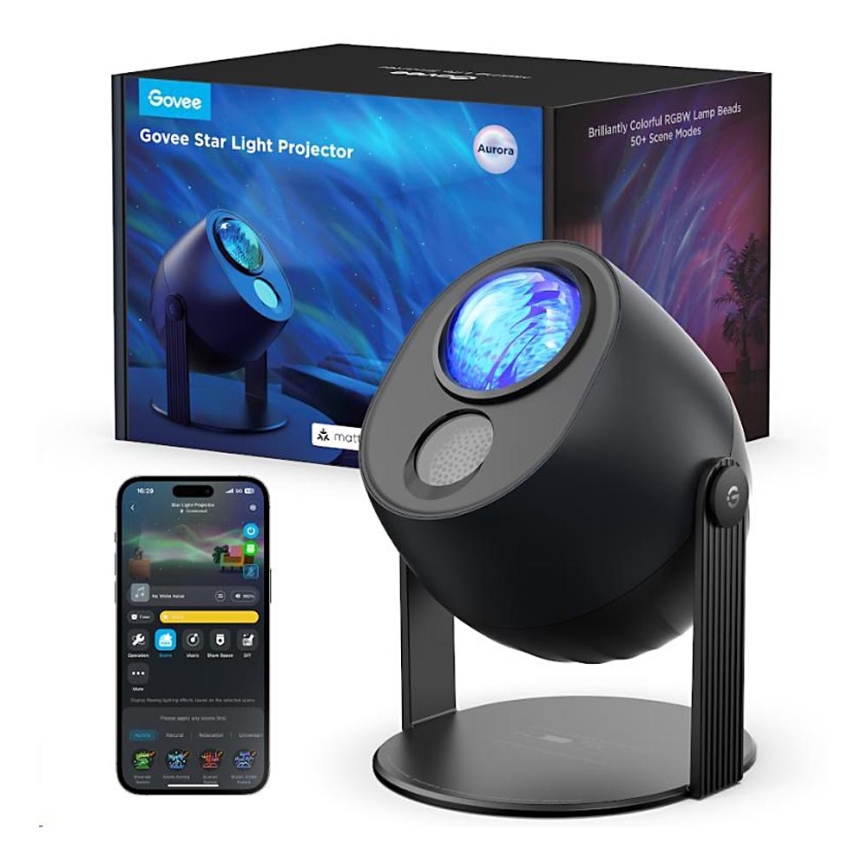 Govee - LED m. RGBW-farver Galaxy Belysning Projector Pro Wi-Fi Matter