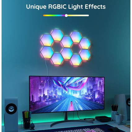Govee - 10x LED panel m. RGB-farver dæmpbart LED/36W/230V Wi-Fi
