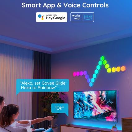 Govee - 10x LED panel m. RGB-farver dæmpbart LED/36W/230V Wi-Fi