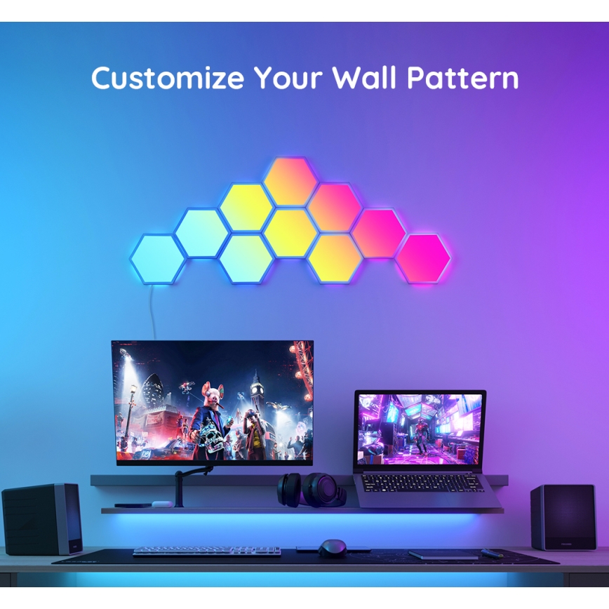 Govee - Udvidelsessæt 2x LED panel m. RGB-farver dæmpbart LED/7,2W/230V Wi-Fi