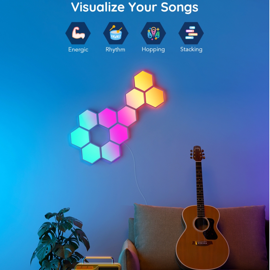 Govee - Udvidelsessæt 2x LED panel m. RGB-farver dæmpbart LED/7,2W/230V Wi-Fi