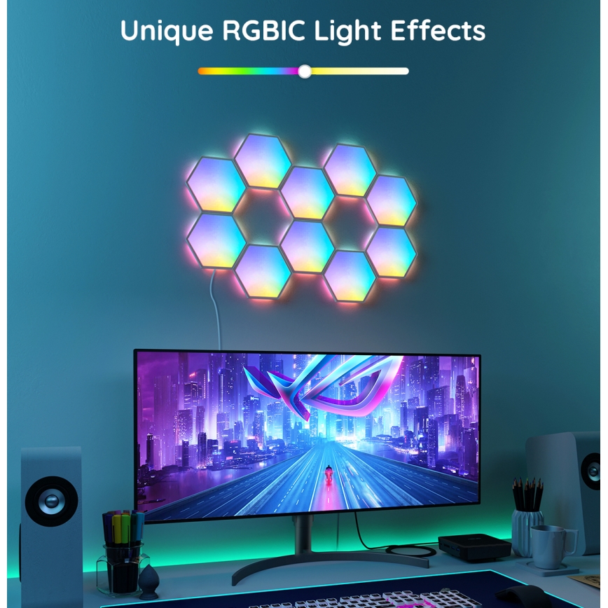 Govee - Udvidelsessæt 2x LED panel m. RGB-farver dæmpbart LED/7,2W/230V Wi-Fi