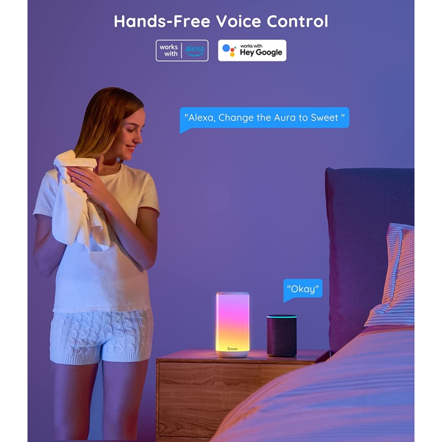 Govee - LED RGBIC Bordlampe dæmpbar AURA 2 2200-6500K Wi-Fi Matter
