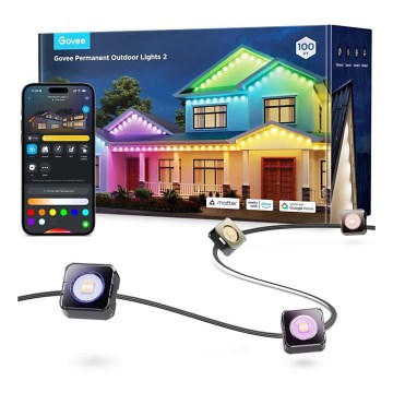 Govee - LED RGBIC downlight-kæde 30 m, Wi-Fi, Matter, IP67