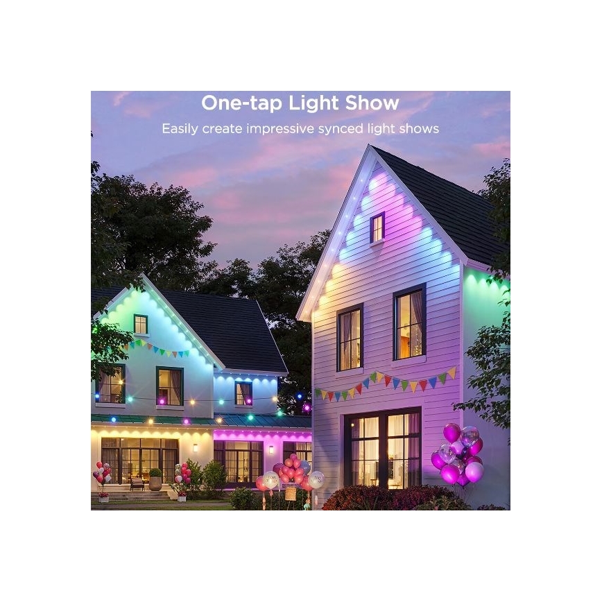 Govee - LED RGBIC downlight-kæde 30 m, Wi-Fi, Matter, IP67