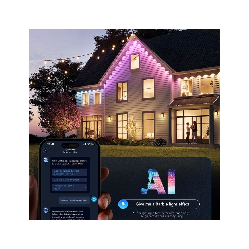 Govee - LED RGBIC downlight-kæde 30 m, Wi-Fi, Matter, IP67