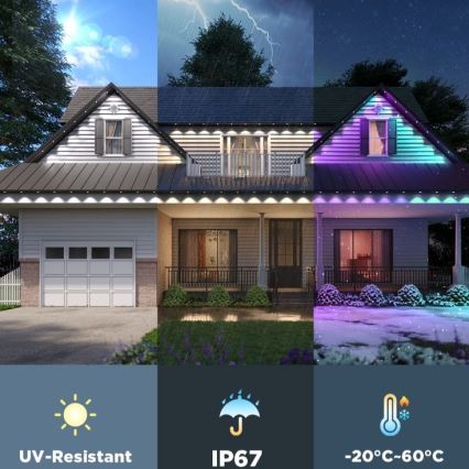 Govee - LED RGBIC downlight-kæde 30 m, Wi-Fi, Matter, IP67