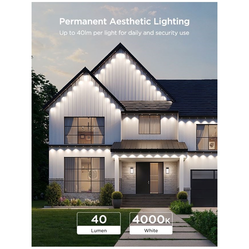 Govee - LED RGBIC downlight-kæde 30 m, Wi-Fi, Matter, IP67