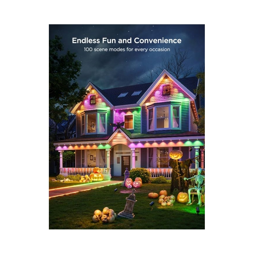 Govee - LED RGBIC downlight-kæde 30 m, Wi-Fi, Matter, IP67